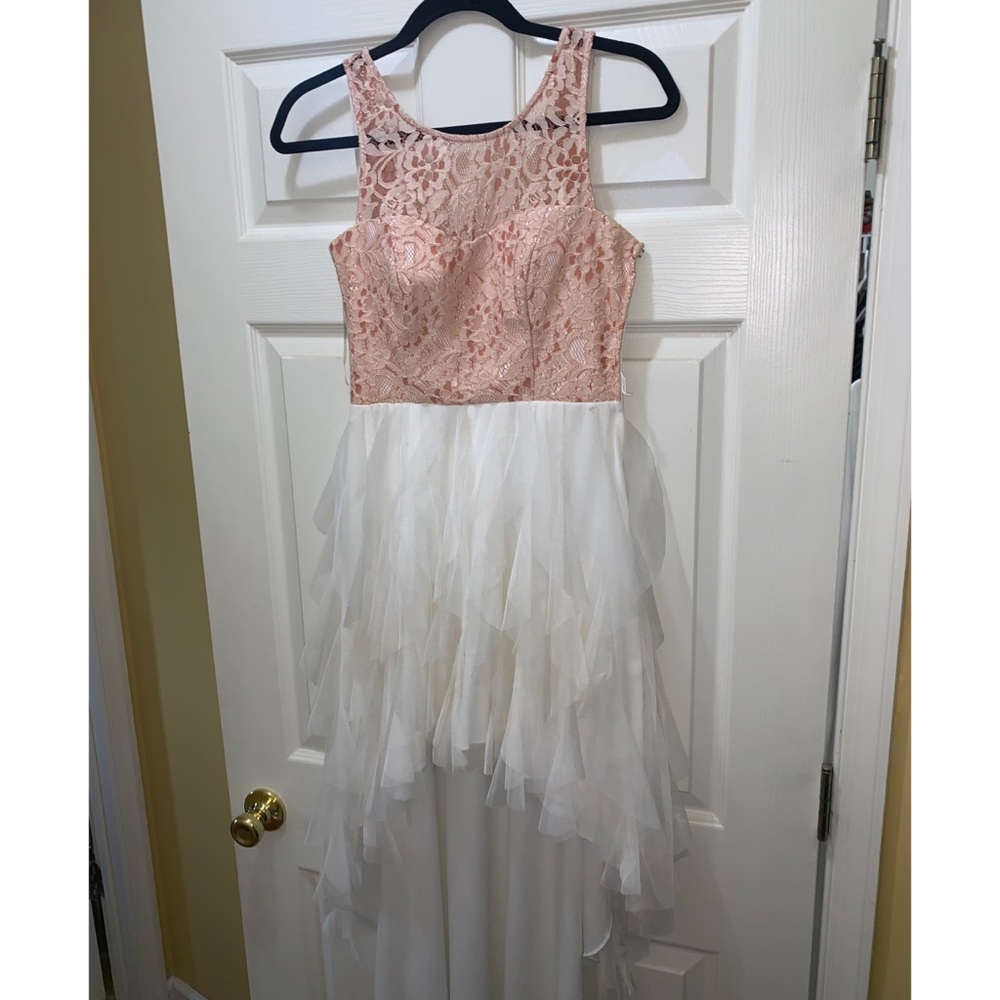 Pink and white high low dress